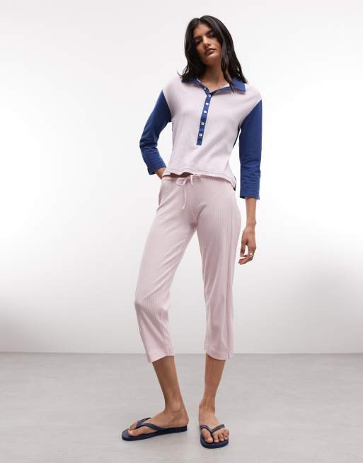 Susmie's - Coordinato rosa traforato a contrasto con top abbottonato e pantaloni, 2 di 3