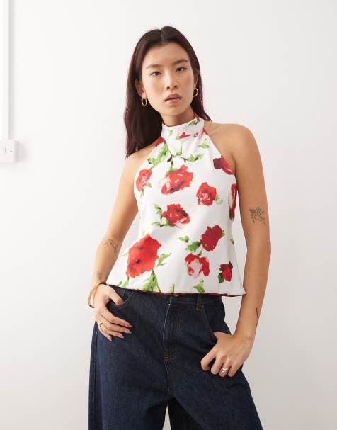 Susmie's reversible halterneck top in red floral - view 1