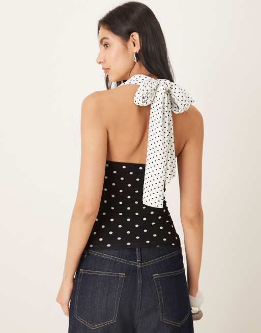 Susmies - top halter con lazada Isabella de lunares en contraste, 2 de 4