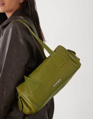 Susmie's - Val - Schultertasche aus Wildleder in Grün