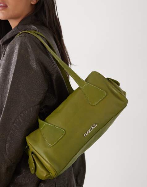 Susmie's – Val – Schultertasche aus Wildleder in Grün - view 1