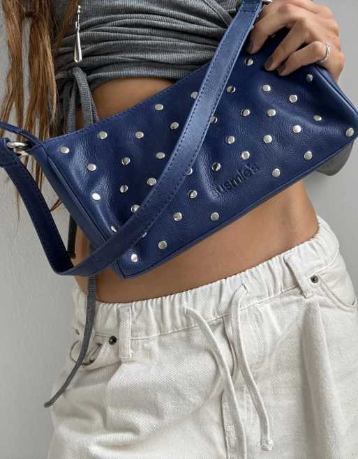 Susmies Vero leather studded bag in blue | ASOS