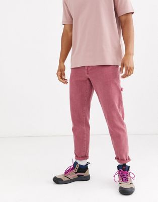 фото Суженные книзу джинсы розового цвета asos design-светло-бежевый