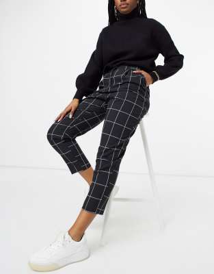 Рабочие брюки Суженные книзу строгие брюки брюки в клетку ASOS DESIGN-Многоцветный