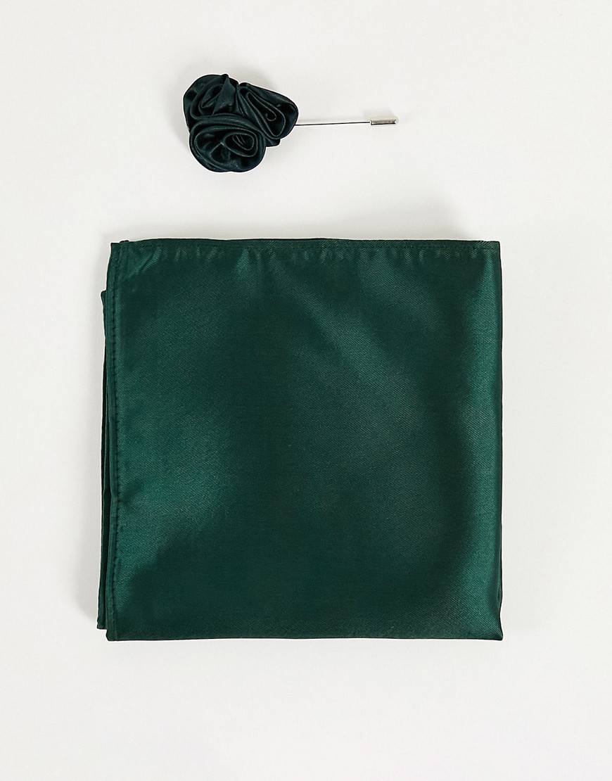 фото Свадебная булавка с цветком цвета на лацкан и платок-паше зеленого цвета gianni feraud-зеленый цвет