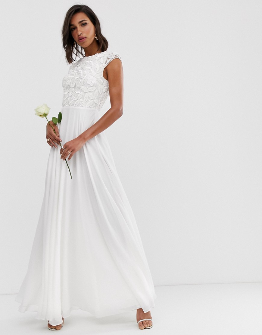 фото Свадебное платье с отделкой на лифе asos edition-белый