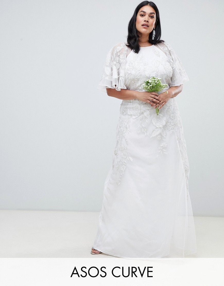 фото Свадебное платье с цветочной аппликацией asos edition curve-кремовый asos curve