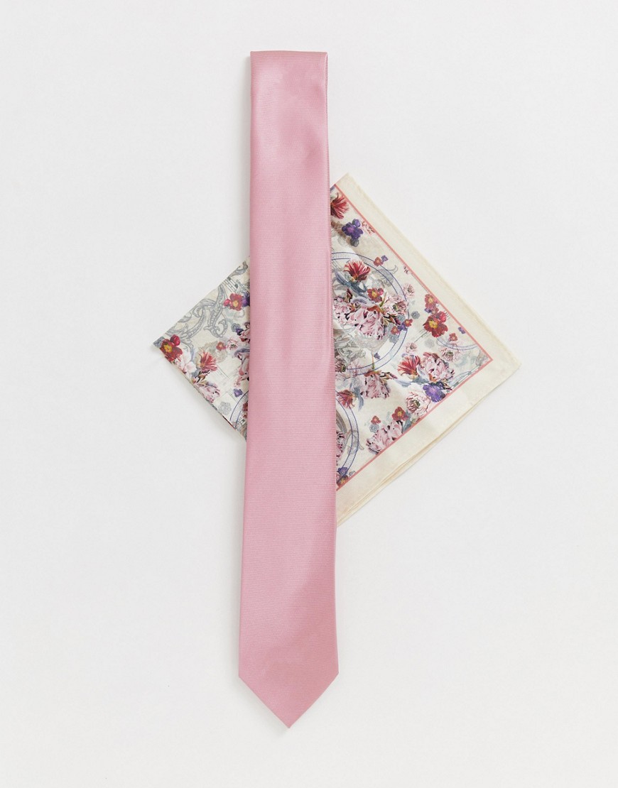 фото Свадебный комплект с розовым галстуком с цветочным принтом river island-розовый