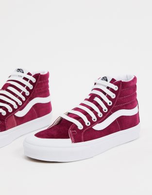 фото Свекольно-белые кеды vans sk8-hi reissue 138-красный