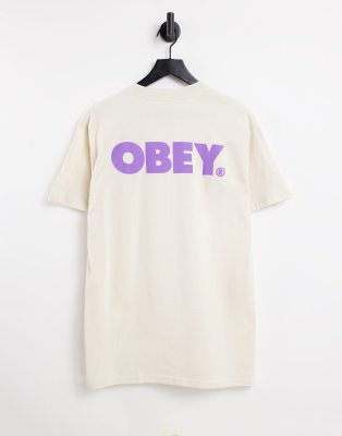 фото Светлая футболка с крупным логотипом на спине obey-белый