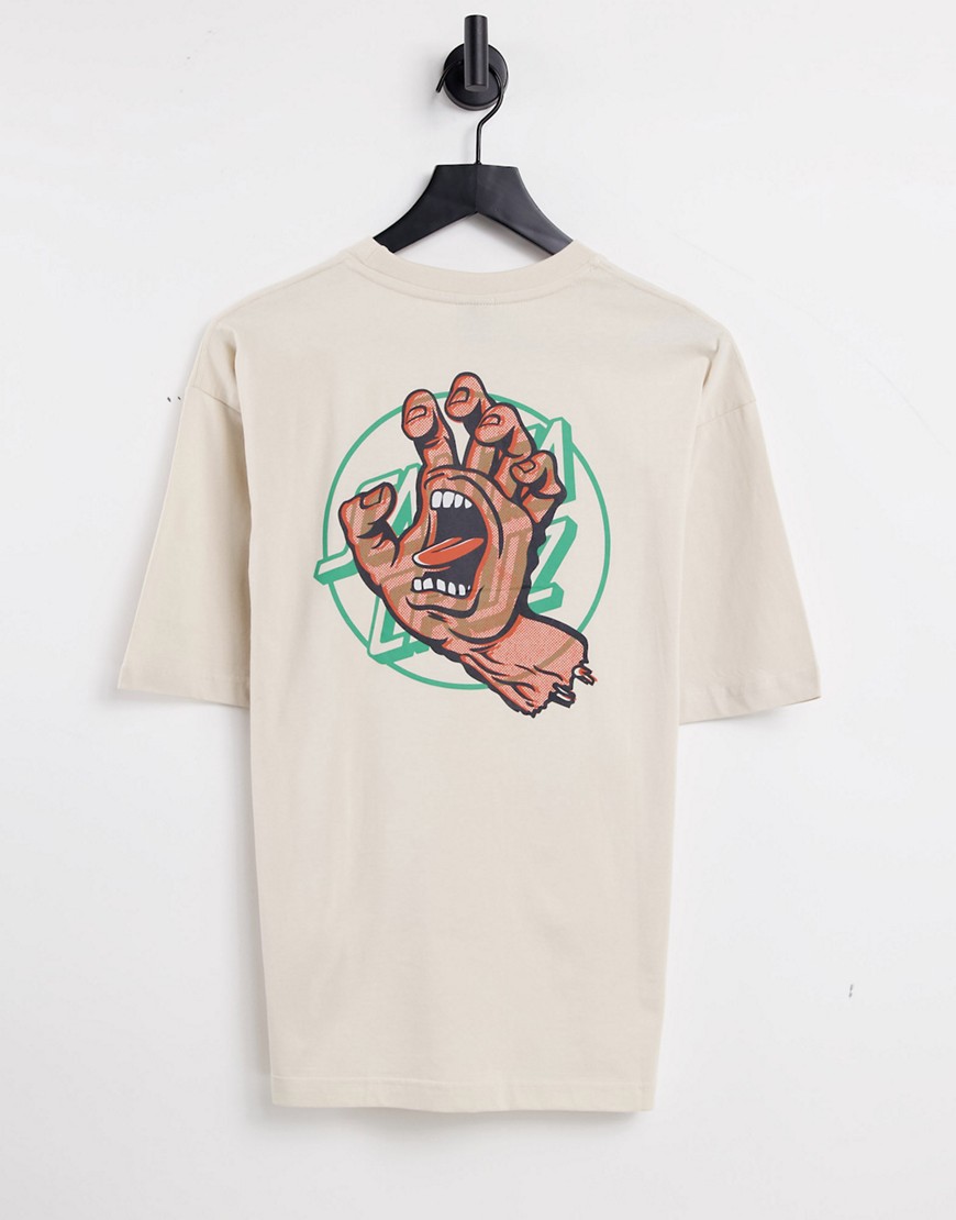 фото Светлая футболка с принтом руки на спине из органического хлопка santa cruz-белый