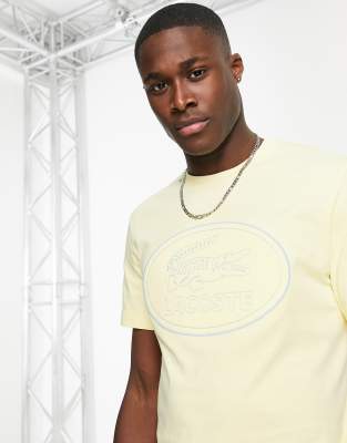 Футболки с принтом Светло-бежевая футболка с логотипом-печатью Lacoste-Светло-бежевый цвет