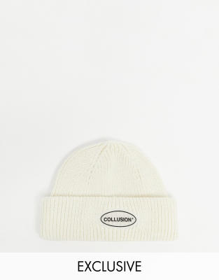 Светло-бежевая шапка-бини COLLUSION Unisex-Белый