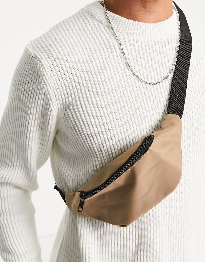фото Светло-бежевая сумка-кошелек на пояс new look-светло-бежевый цвет