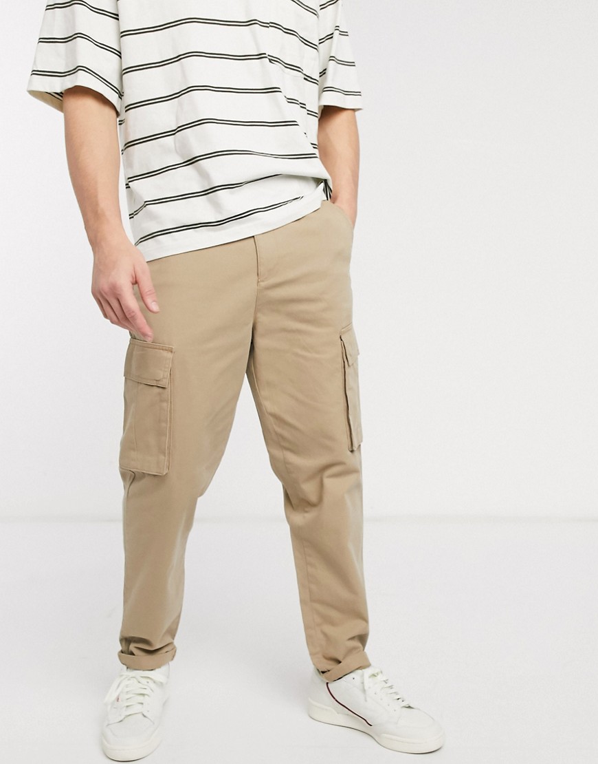фото Светло-бежевые брюки-карго new look-светло-бежевый