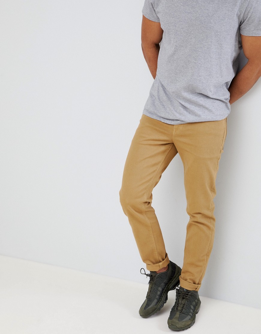 фото Светло-бежевые джинсы узкого кроя asos design-светло-бежевый