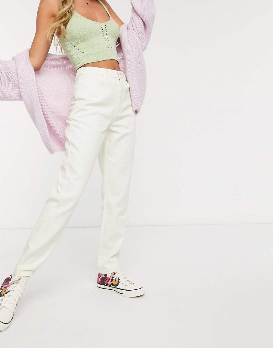 фото Светло-бежевые джинсы в винтажном стиле с завышенной талией daisy street-светло-бежевый