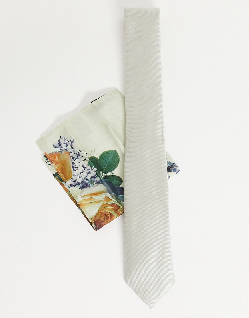 фото Светло-бежевые галстуки с цветочным принтом river island-белый
