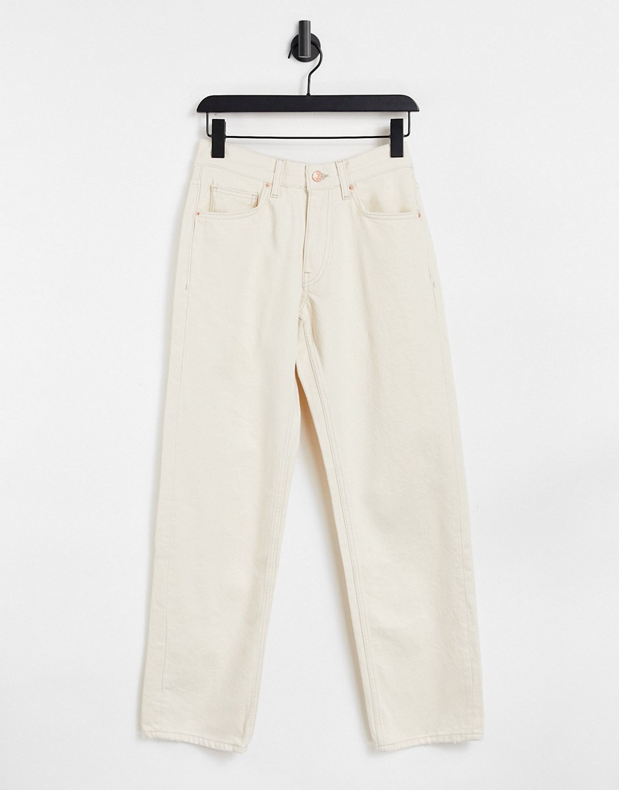 фото Светло-бежевые мешковатые джинсы в стиле oversized bershka-светло-бежевый цвет
