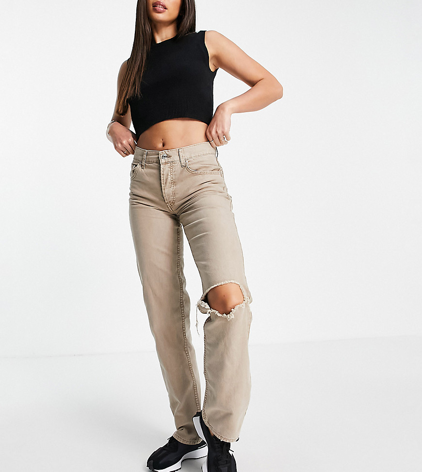 Светло-бежевые прямые брюки с низкой талией в стиле 90-х ASOS DESIGN Tall-Светло-бежевый цвет Asos Tall 102100082