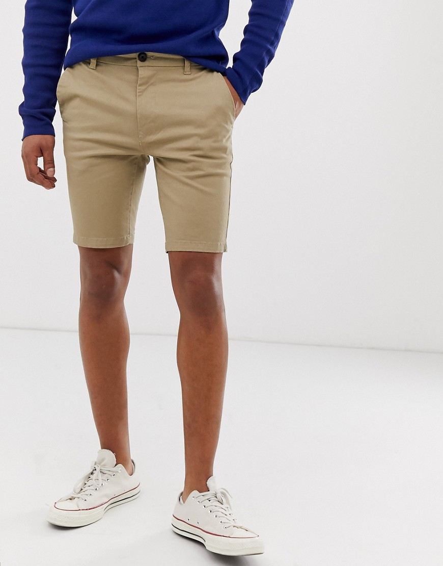 фото Светло-бежевые шорты чиносы burton menswear-светло-бежевый
