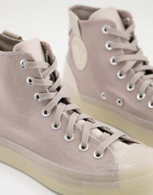 фото Светло-бежевые высокие кроссовки converse chuck taylor all star cx hi-светло-бежевый цвет