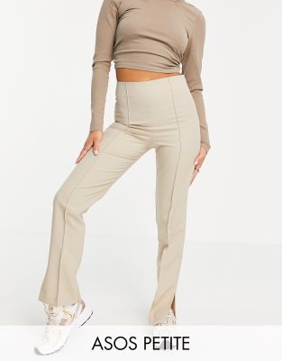 Светло-бежевые зауженные брюки с разрезами по бокам ASOS DESIGN Petite-Светло-бежевый