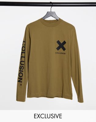 Светло-бежевый лонгслив с логотипом COLLUSION Unisex-Neutral