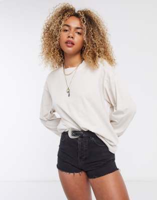 фото Светло-бежевый лонгслив в стиле oversized asos design