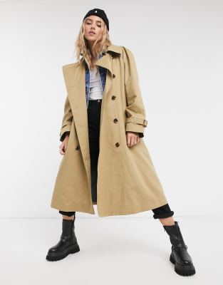 Светло-бежевый тренч в стиле oversized Pepe Jeans Freeda-Белый