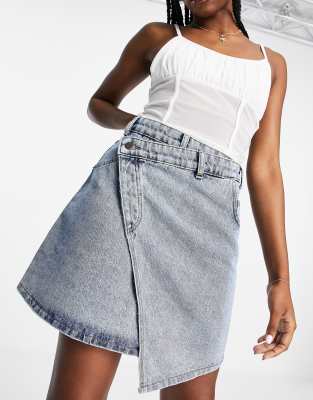   Asos Светло-голубая джинсовая мини-юбка с асимметричным краем I Saw It First-Голубой
