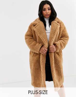 Светло-коричневая длинная шуба из искусственного меха Missguided Plus-Коричневый