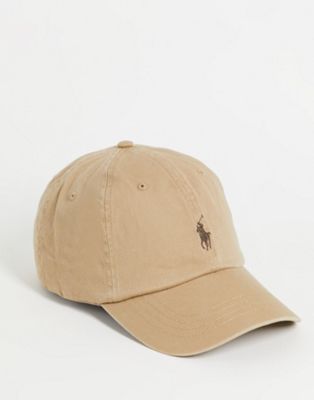 фото Светло-коричневая кепка с логотипом с игроком в поло polo ralph lauren-светло-бежевый цвет