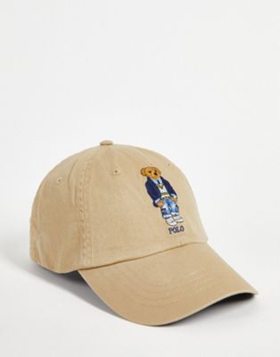 фото Светло-коричневая кепка с логотипом в виде медведя polo ralph lauren-светло-бежевый цвет