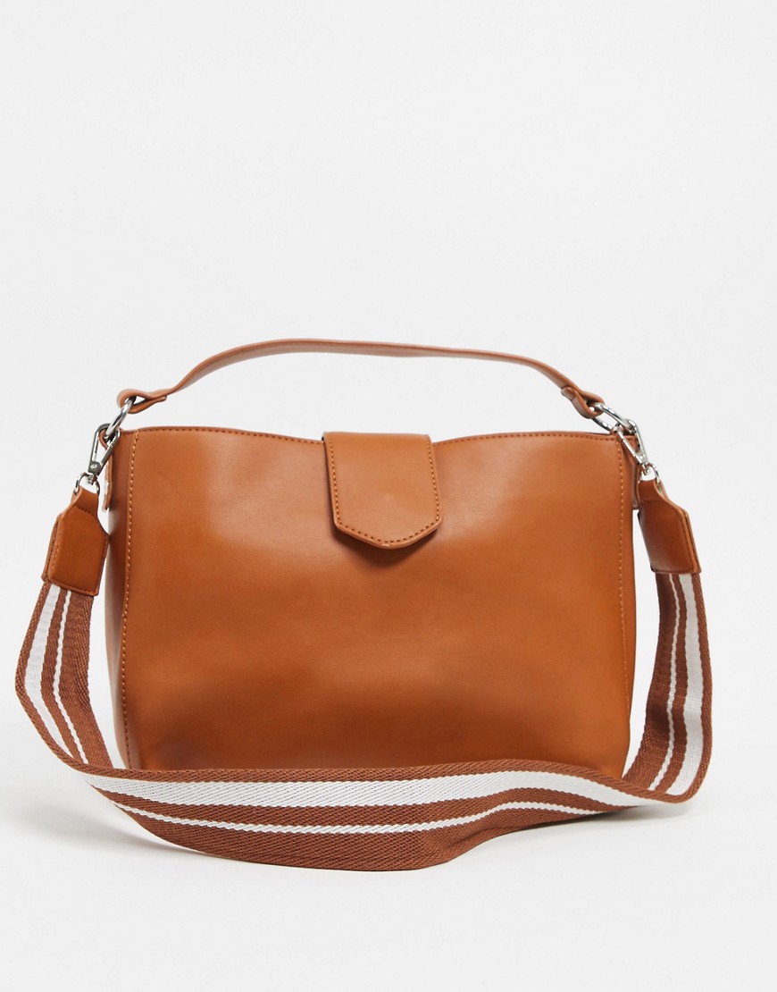 фото Светло-коричневая сумка с контрастным ремешком через плечо my accessories london-светло-коричневый