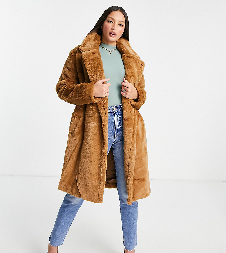 фото Светло-коричневое пальто из искусственного меха vero moda tall-светло-бежевый цвет