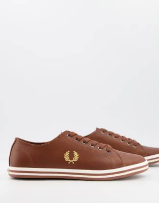 фото Светло-коричневые кожаные кроссовки fred perry b7163 kingston-светло-коричневый