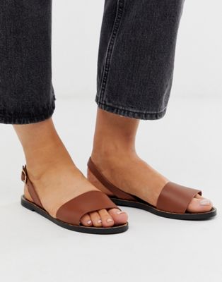 фото Светло-коричневые кожаные сандалии depp-светло-коричневый