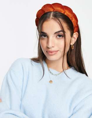 Аксессуары для волос  Asos Светло-коричневый бархатный мягкий ободок My Accessories London-Коричневый цвет