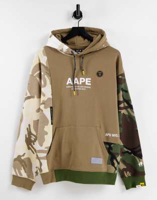 фото Светло-коричневый худи с камуфляжными вставками от комплекта aape by a bathing ape-коричневый цвет aape by a bathing ape®