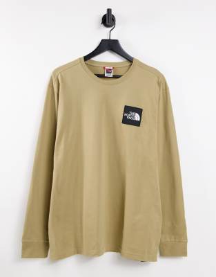 Футболки с принтом Светло-коричневый лонгслив The North Face Boruda-Коричневый цвет