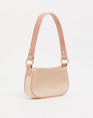 фото Светло-розовая атласная сумка на плечо в стиле 90-х asos design-розовый