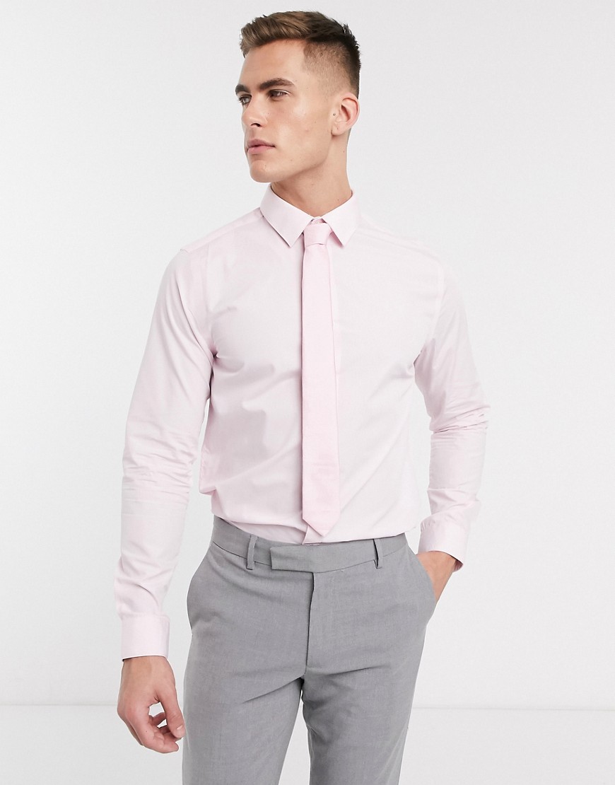 фото Светло-розовая поплиновая рубашка с длинными рукавами new look-розовый