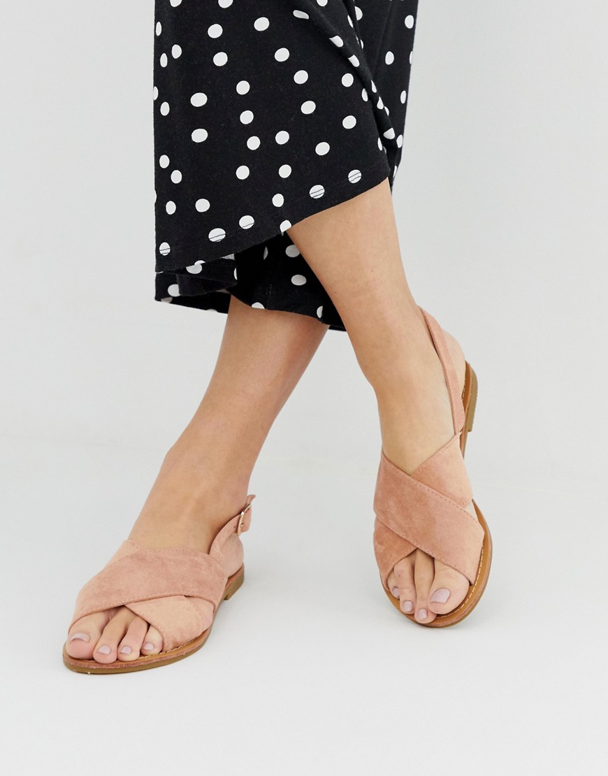 фото Светло-розовые сандалии с перекрестными ремешками glamorous-бежевый