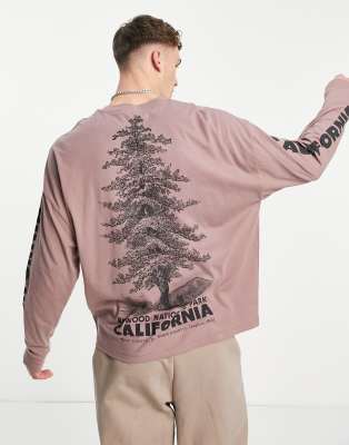 Футболки с принтом Светло-розовый oversized-лонгслив с принтом на спине и рукавах ASOS DESIGN-Розовый цвет