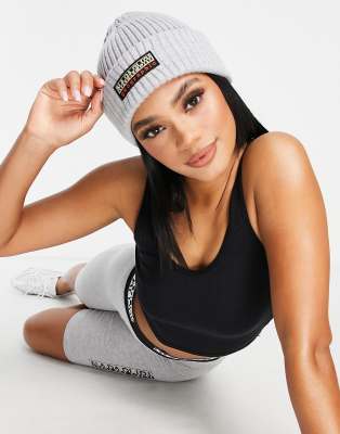 Головные уборы  Asos Светло-серая шапка-бини Napapijri Foli-Серый