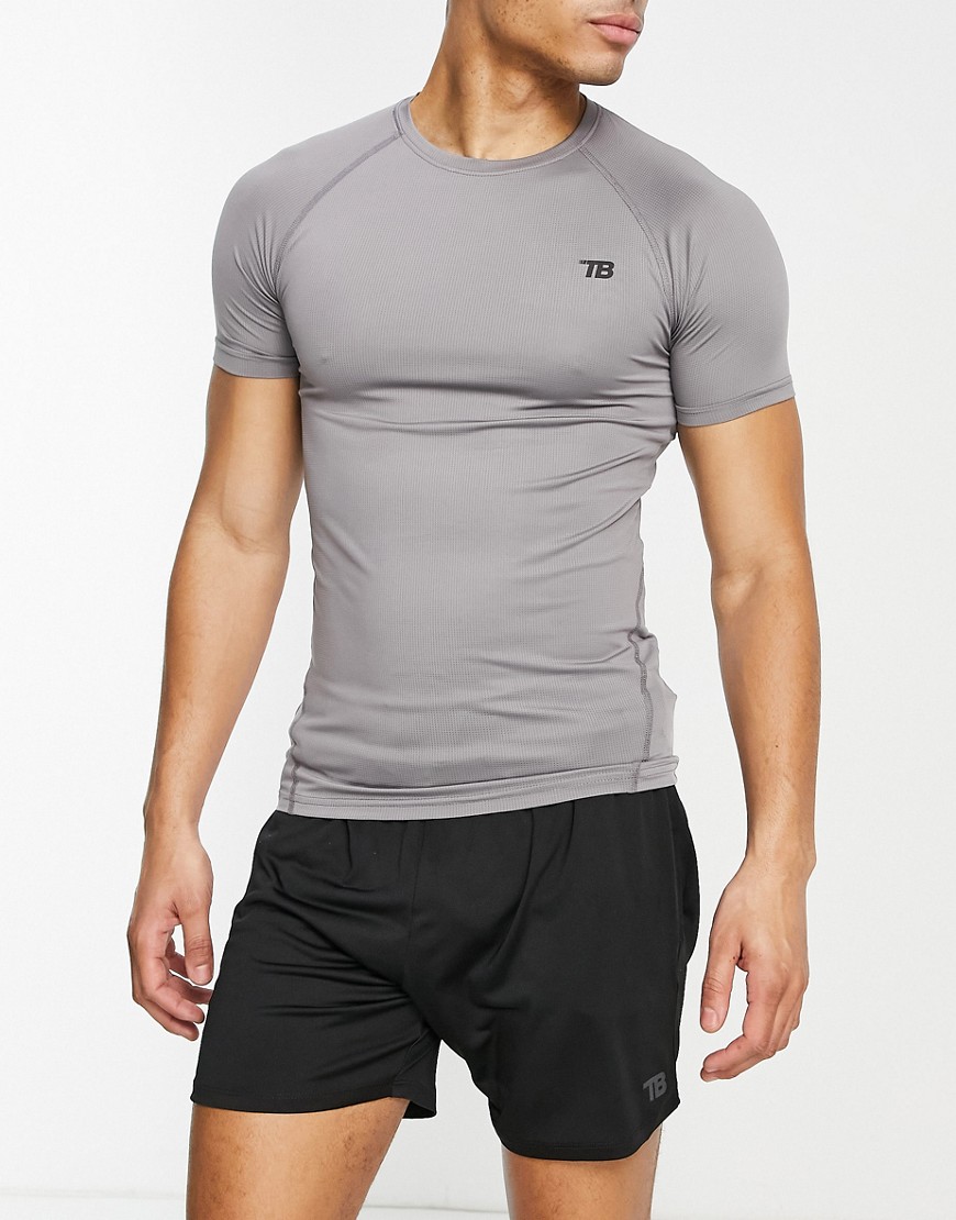 фото Светло-серая спортивная футболка облегающего кроя threadbare active-серый threadbare fitness