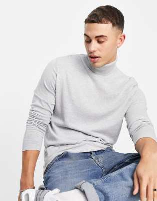 Джемперы и кардиганы  Asos Светло-серая водолазка Jack & Jones Originals-Серый