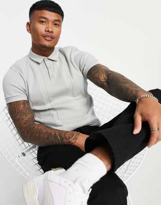  Светло-серое строгое поло в рубчик со вставками ASOS DESIGN-Серый