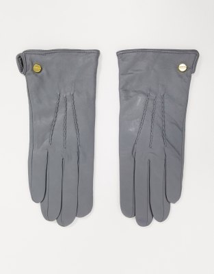 Светло-серые кожаные перчатки Barneys Originals-Серый